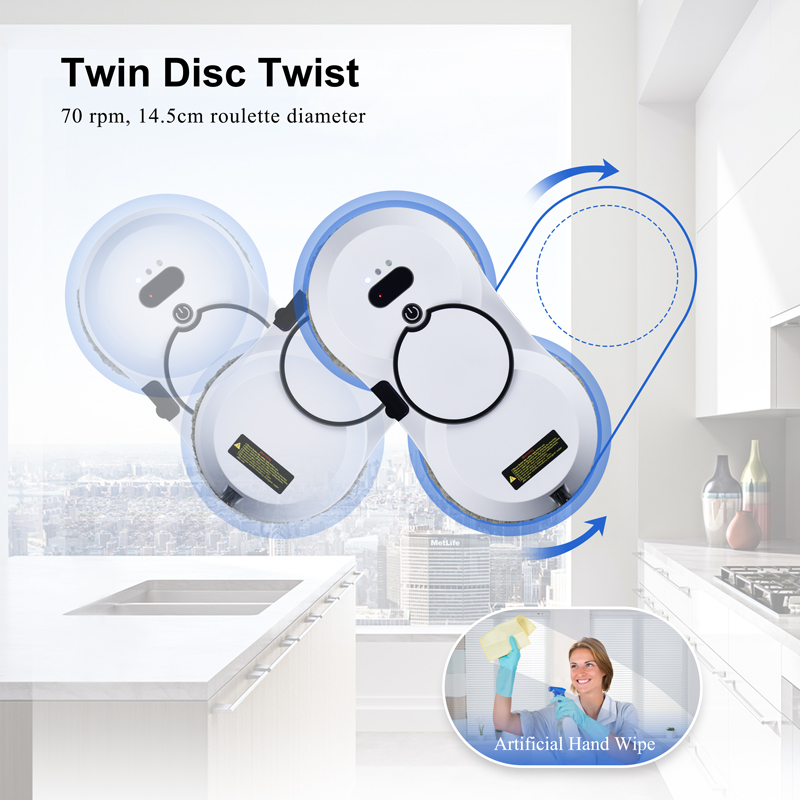 5min/M2 Auto Window Cleaning Robot Household App Controlled Cordless Robot Window Cleaner