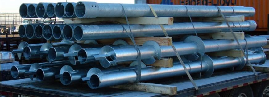 Double Leaf Pre Embedded Helical Ground Anchors Length 1600mm Galvanised Screw Piles