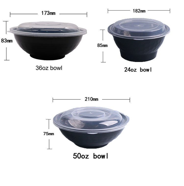 Custom Printed Take Out Round Plastic Salad Bowl Disposable 750Ml 950 Ml