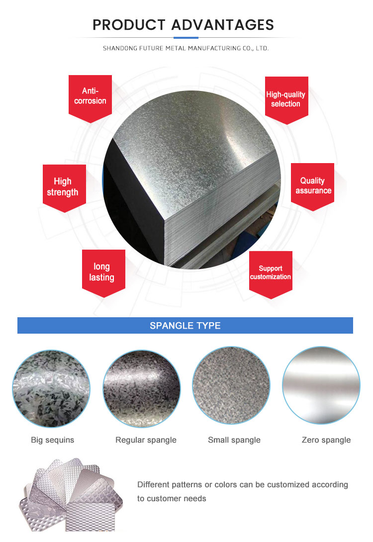 Hot Rolled 40-180g DX51D Galvanized Steel Sheet Metal For Construction Bending