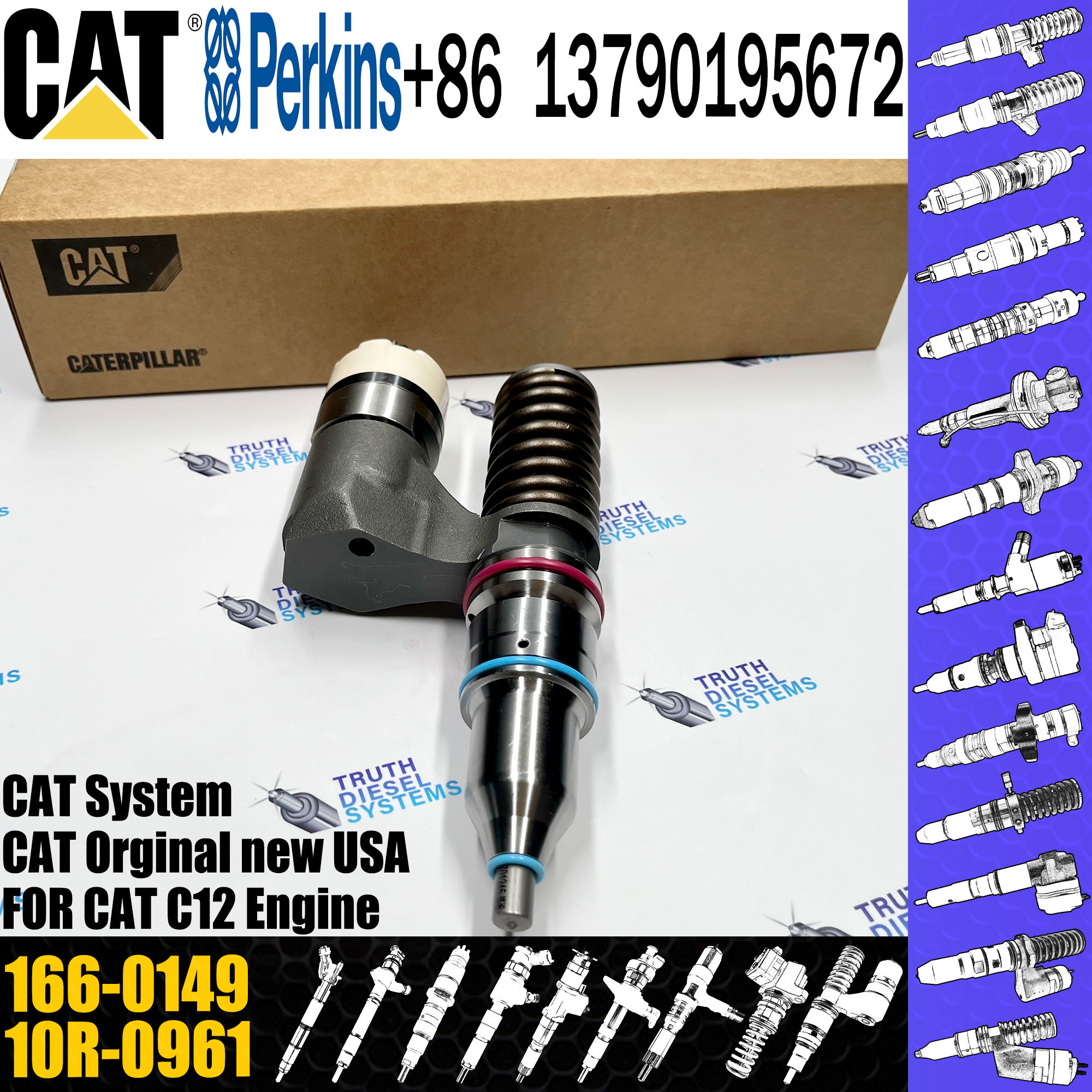 CAT 3176 3196 C10 C12 Fuel Injector Assy 166-0149 10R-1258 212-3469 212-3465 203-3464 for Excavator Diesel Engine