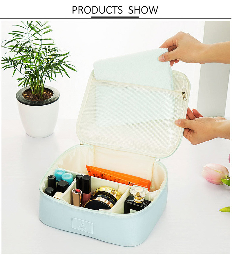 Waterproof Large Polyester Dividers Cosmetics Makeup Bag