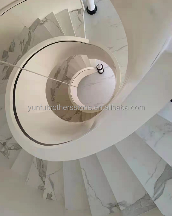 Modern Polished White Marble Stairs Tiles Cut-to-Size Natural Stone for Interior Design