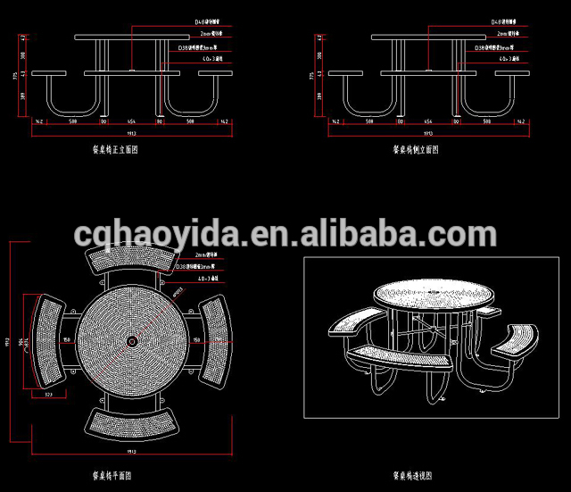 Full Steel Garden Set Table Benches Chiar/ Custpmized Picnic Park Outdoor Benches Sets