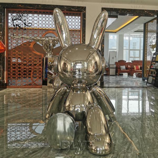 Stainless Steel Rabbit Statue Mirror Polished Cartoon Animal Sculpture Modern