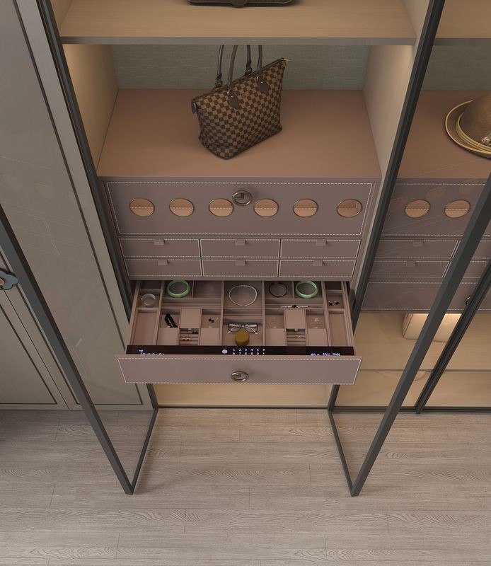 Traditional Chic Versatile Open Walk In Closet With Glass New Chinese Style