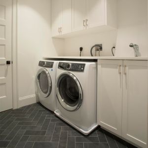 White Shaker OAK Solid Wood Laundry Storage Cabinets With Handle