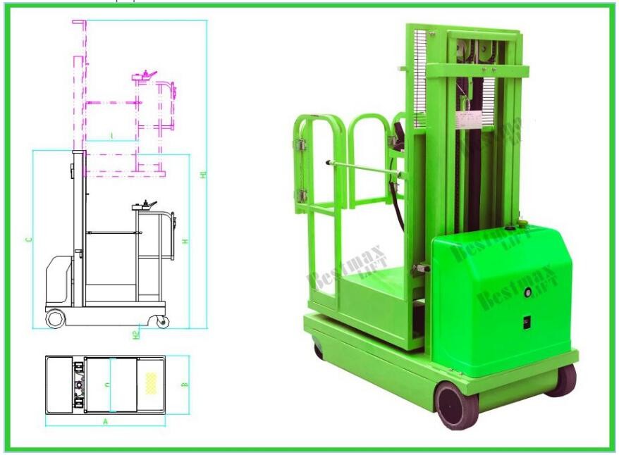 Electric Aerial Mobile Order Picker 300kg Self - Propelled Powered