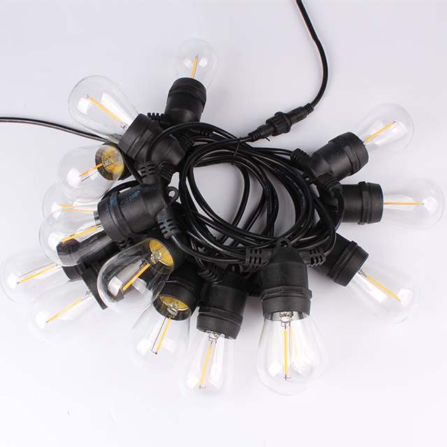 Waterproof IP65 String Lights Outdoor LED Bulb Light S14 27ft 12bulb Solar Panel Festoon Light