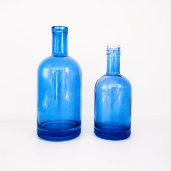 300ml 500ml 750ml Blue Glass Liquor Bottles for Bar Super Flint Glass Material