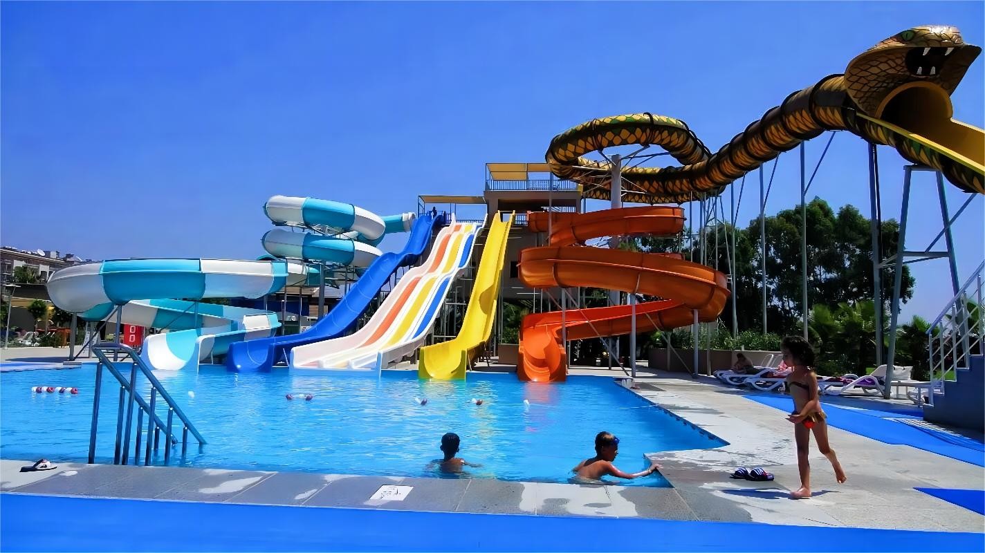 Water Park Swimming Pool Equipment Fiberglass Water Slide Set