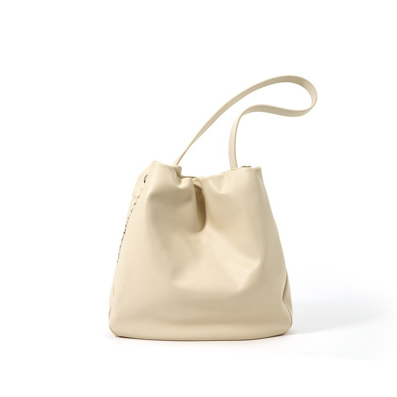 Simple Genuine Leather Ladies Handbags Design Tote Bucket Bag Advantage for Women