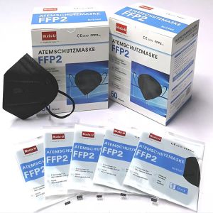  Black FFP2 Filtering Half Mask , Nonwoven Respirator Mask , Total 5 Layers With Lining Layer White , CE 0370 &amp; FDA Manufactures