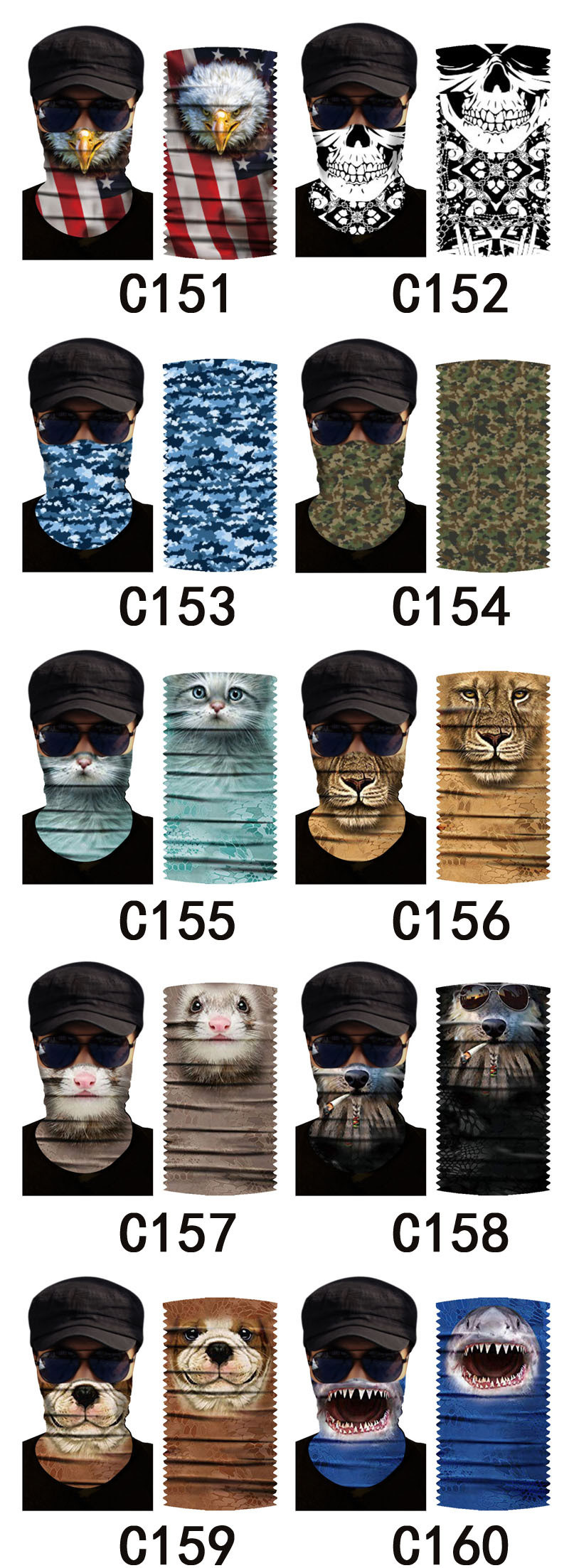 Blue Sublimation Biking Polyester Multifunctional Bandanas