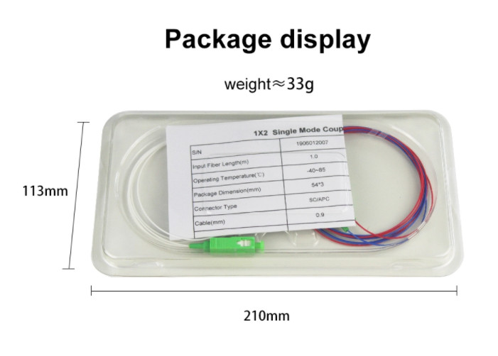 SC Connector 1*2 Passive Splitter Fiber Optic 1x2 FBT Coupler Long Life