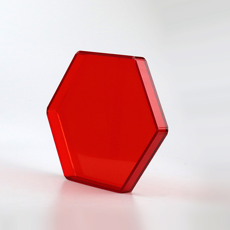 Hexagon Shape Red Acrylic Tray Organizer PMMA Plexiglass Lucite Serving Tray