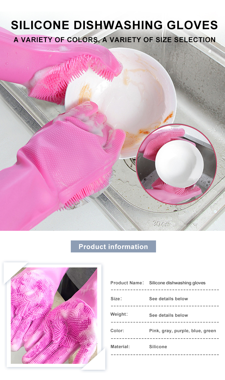 Heat Resistant Custom Waterproof Silicone Dishwashing Gloves For Kitchen