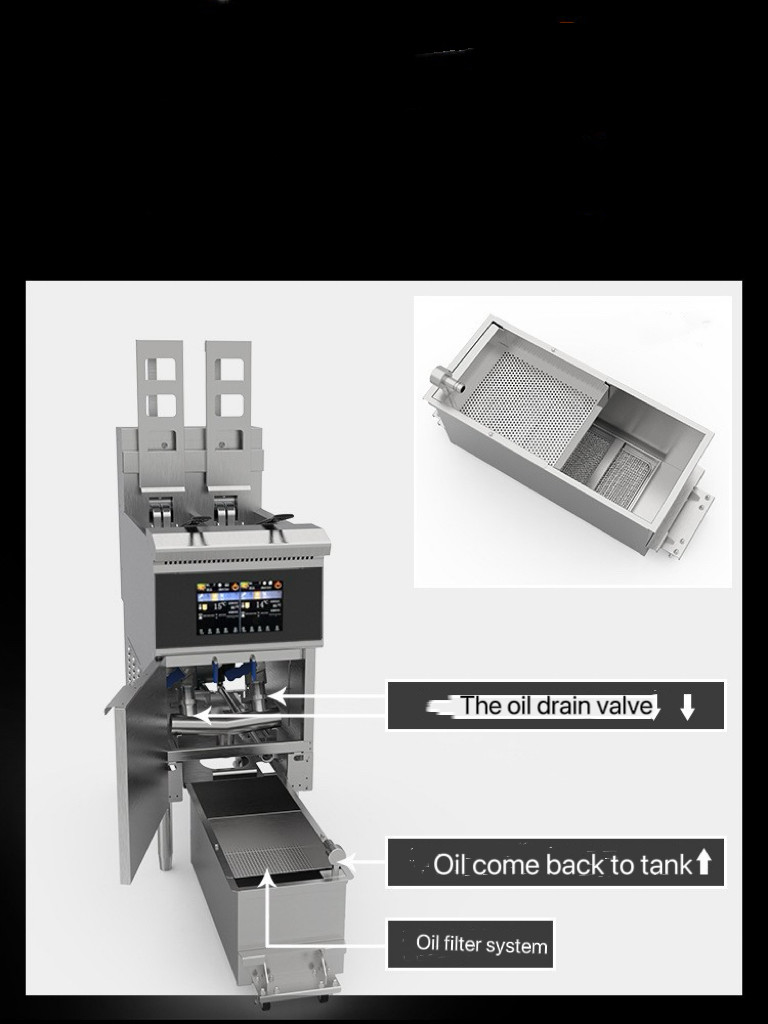 14.3kw 380V Touchscreen Smart Panel With Oil Filter System Electric Open Fryer