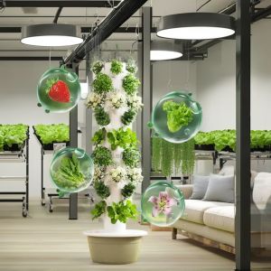 Vertical Hydroponic Tower with Full-Spectrum LED Grow Lights Space-Saving Design