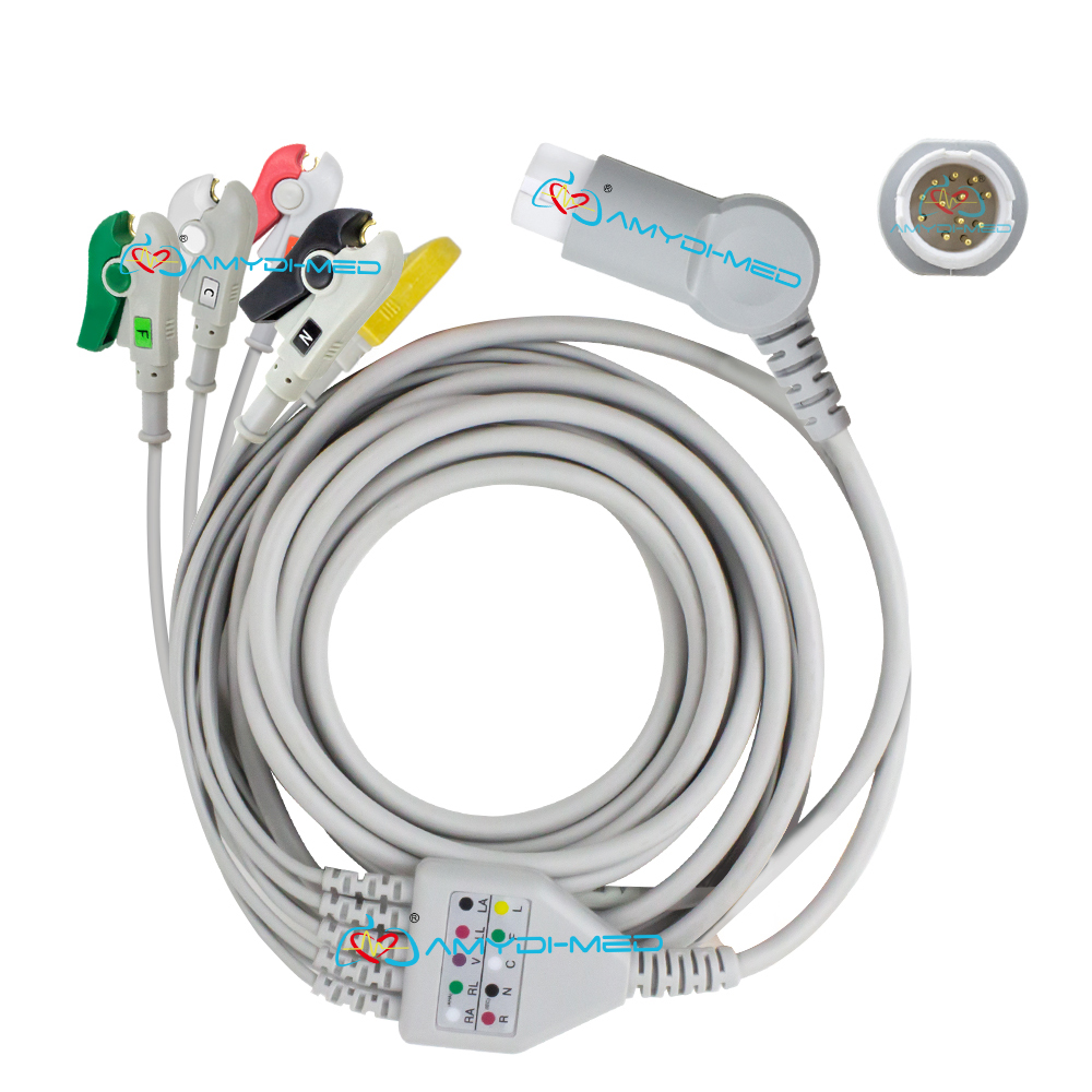 Round 12 Pin 5 Leads Philips Ecg Cable Easy Connection For ECG Monitor