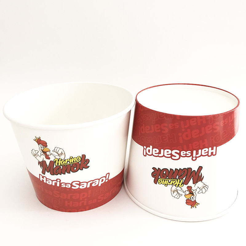 Eco Friendly Fried Chicken Paper Bucket , 85oz Disposable Paper Food Tubs