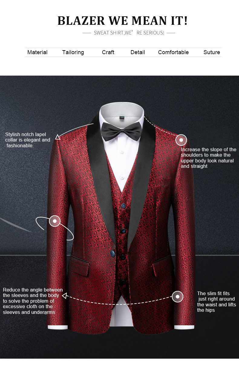 2023 LCBZ Spring Autumn Men's Suits Set with Regular Clothing Length and Zipper Fly