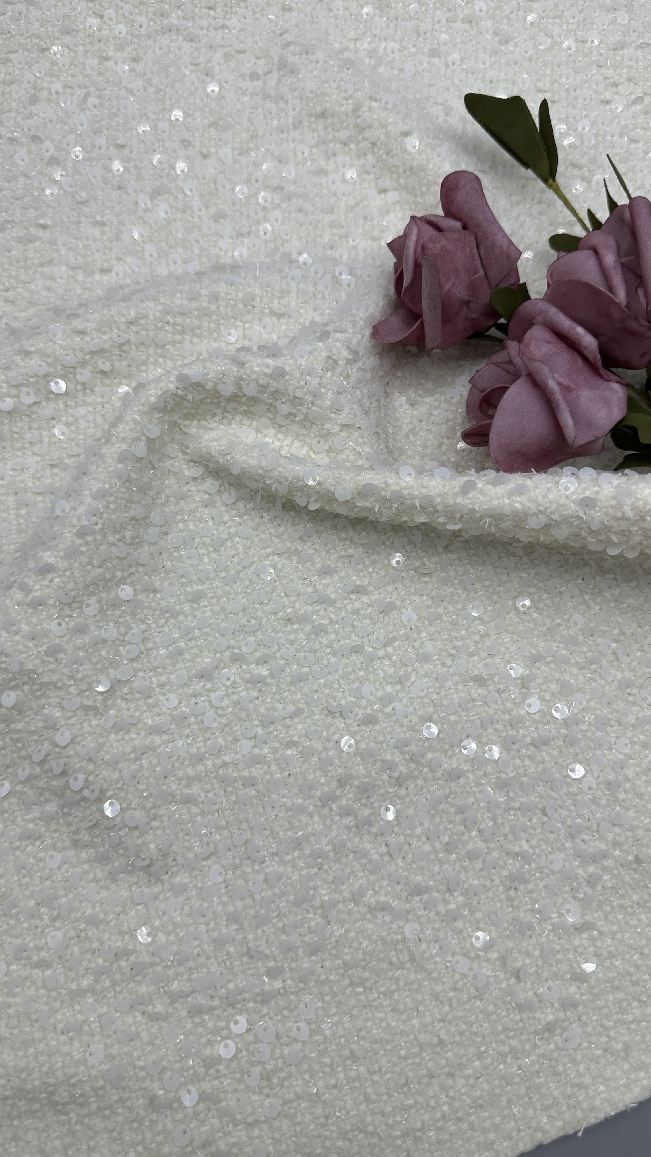 Leafy Sequin Embroidered Lace Fabric Wedding Occasion Fabric Luxury Elegant Fabric
