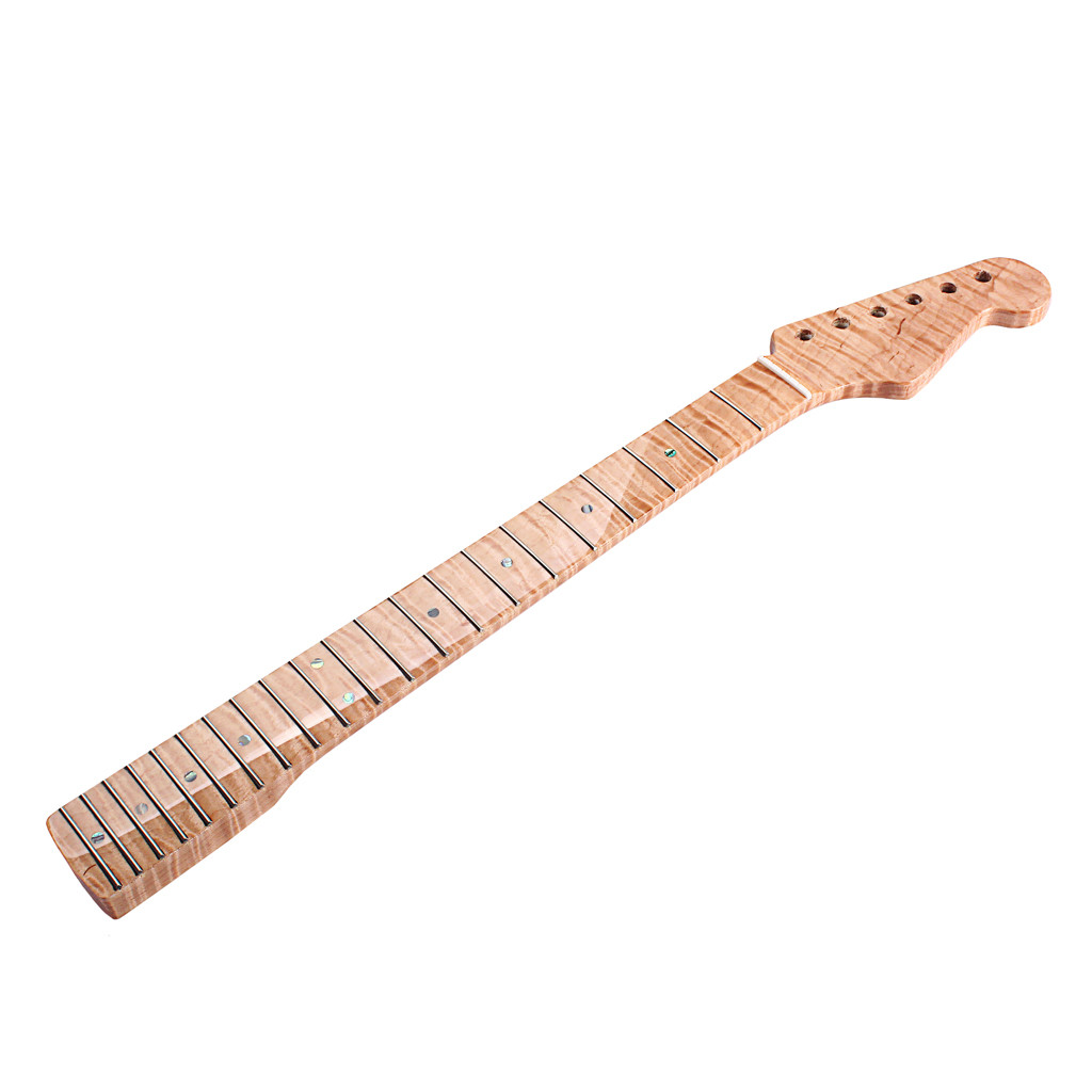Fender Stratocaster Neck Replacement 21 Frets Maple For ST Electric Guitar Abalone Dots Tiger Flame