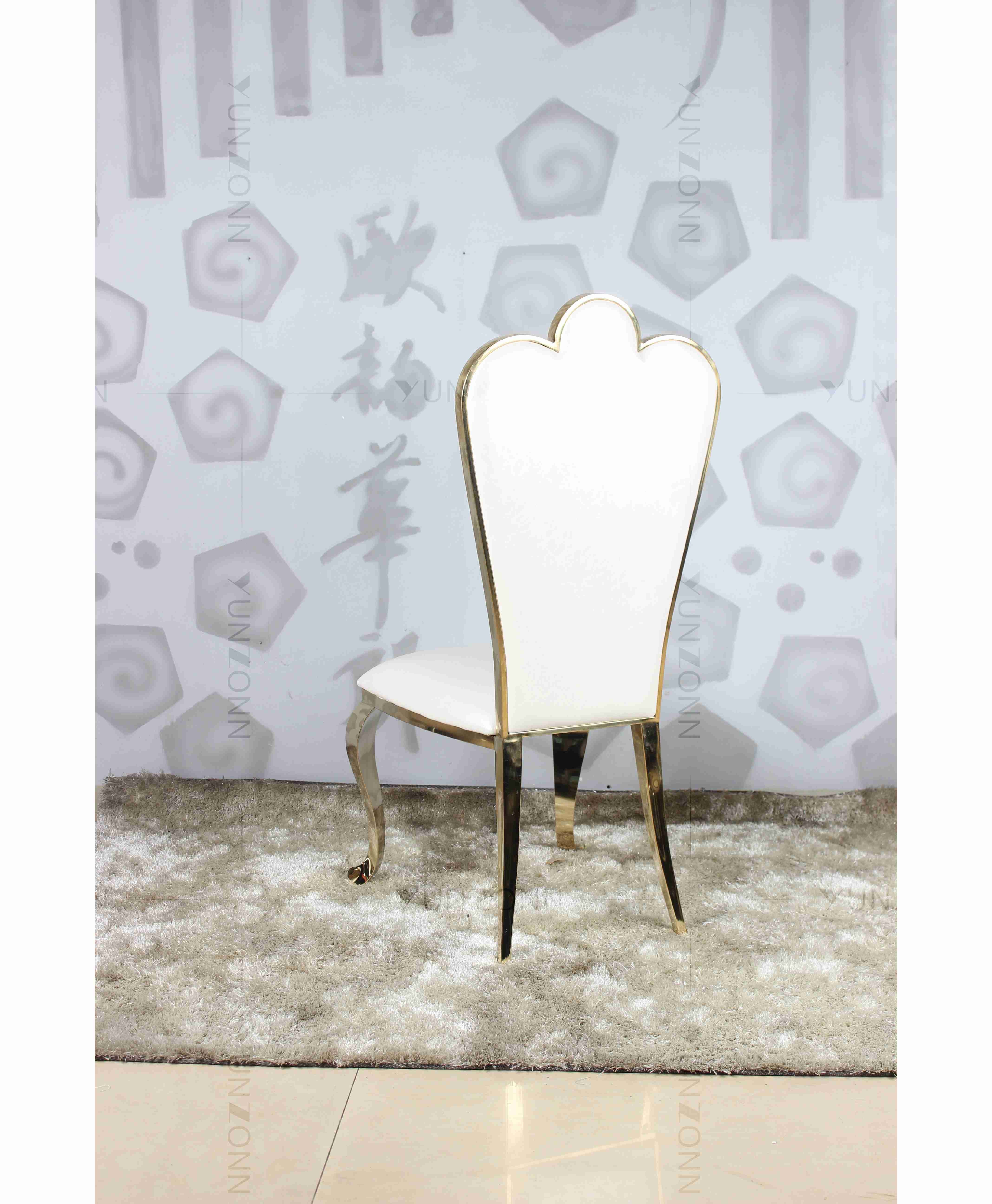 White PU wholesale banquet chairs wedding stainless steel gold chair