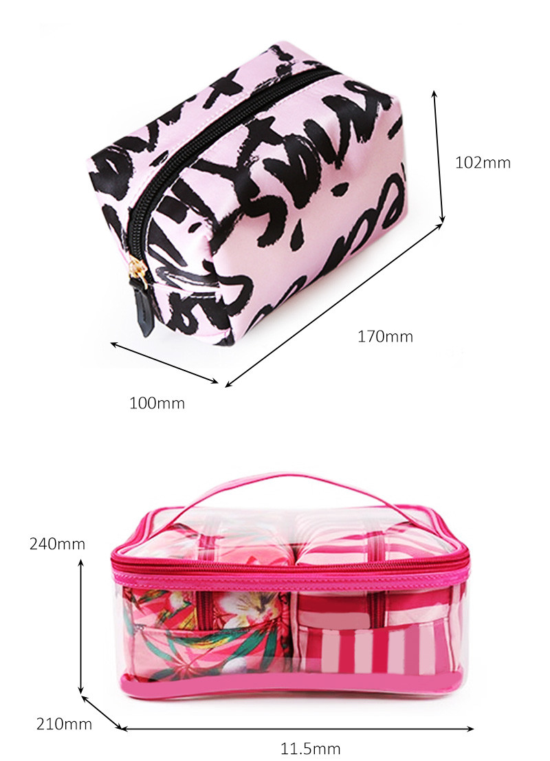 Travel Zipper Clear 4 Sets Handle PVC Cosmetic Bag
