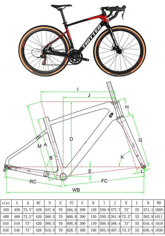 Wheel Size 700*40C Carbon Fiber Hybrid Bike 24 speed Disc Brake Bike