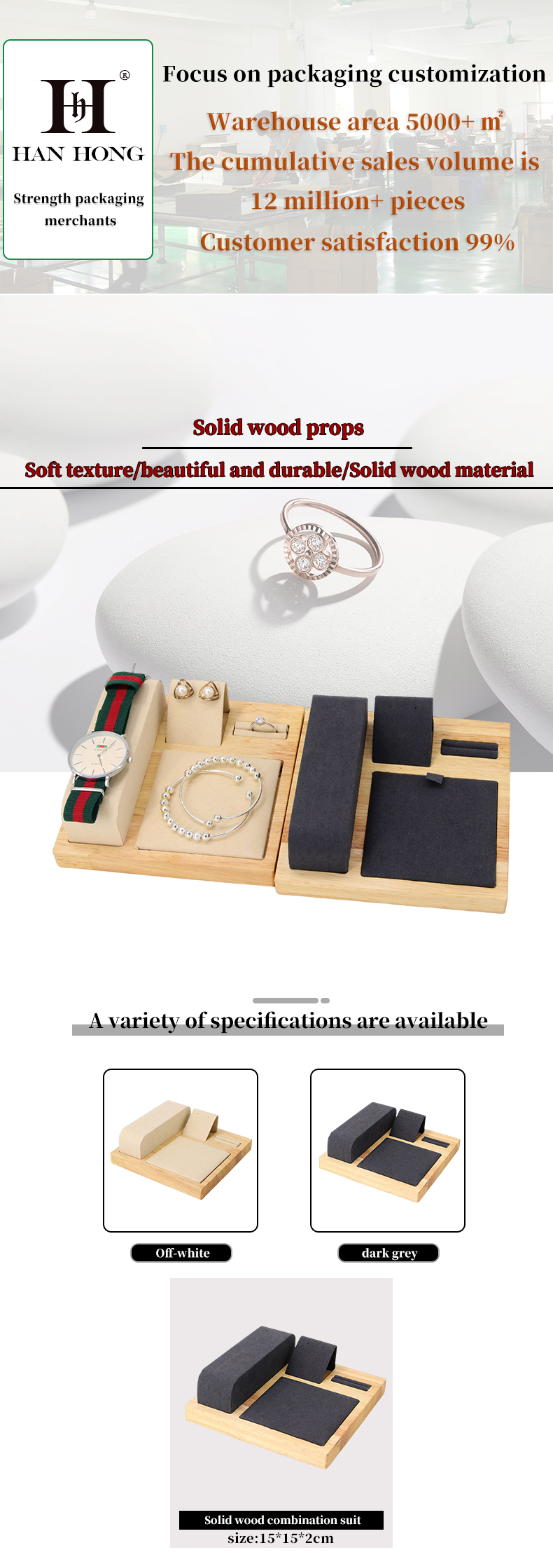 Multipurpose Wooden Luxury Jewelry Display Tray for Watch Pendant Ear Studs