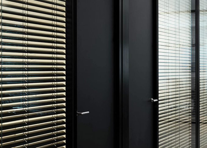 Double-glass Louver Partition Flexible Sound Proof With Post Logo Drawing Privacy Glass Partition Wall