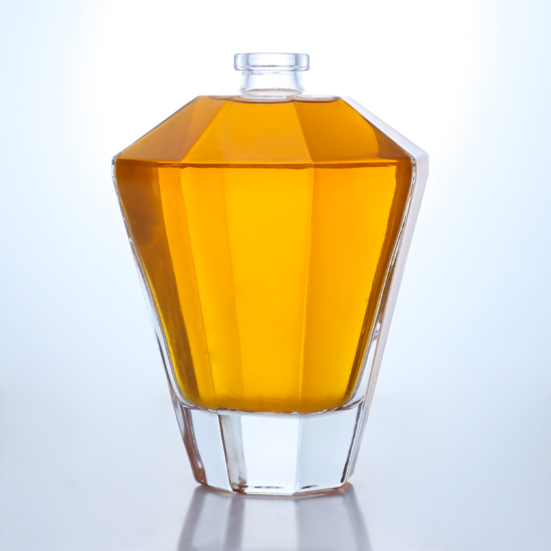 Collar Material Glass 700ml Unique Shaped Bottle for Gin Rum Champagne Brandy Whisky