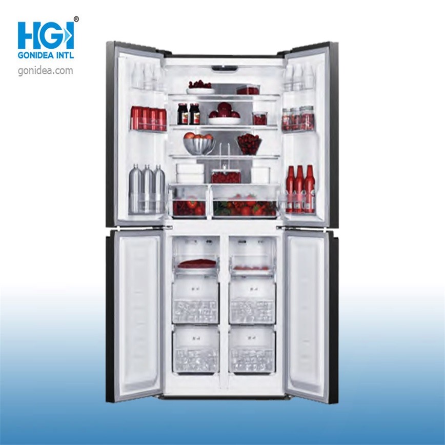 Frost Free French Style Four Door Bottom Mount Refrigerator Silver