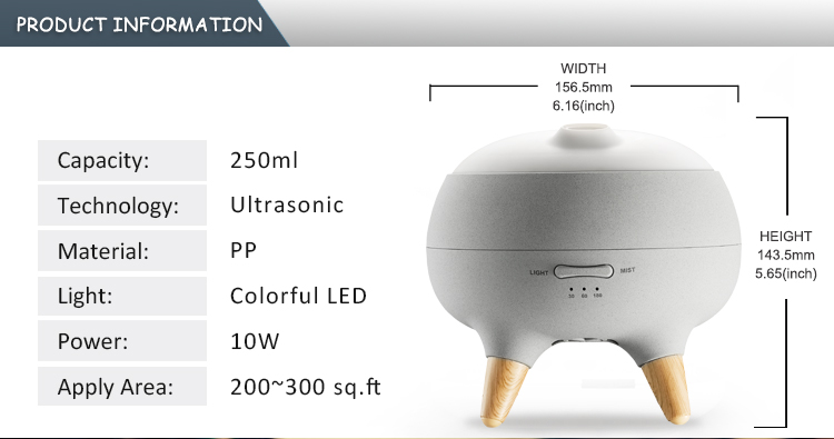 Home Intermittent Mist 250ml Portable Ultrasonic Air Humidifier