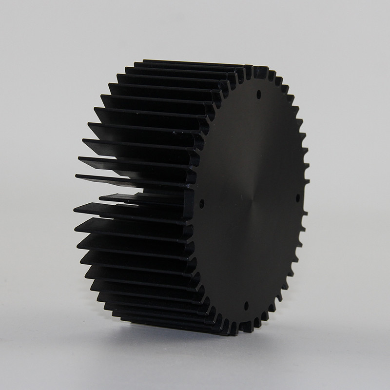 Black Electroplated Extruded Aluminum Heat Sink , FM Forging Round Heatsink