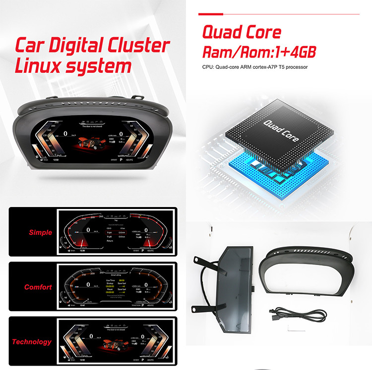 BMW X5 E70 Car Digital Instrument Cluster Multi Language With 1920*720 IPS Screen