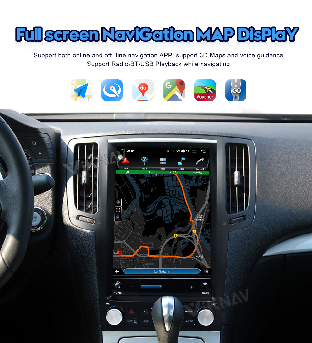 Viknav Car Radio For Infiniti G25 G37 (2004-2013)12.1 Inch Android13 Rear View Navigation GPS Original Car Function