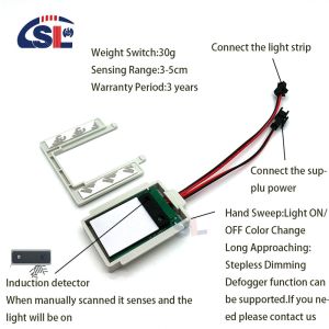 IP24 Rated Sensor Switch for Smart Mirrors Manually Scan 3-5cm Sensing Range