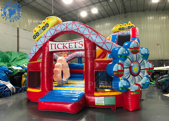 Adult Inflatable Playground Bounce House Combo Funcity Bounce Round Jumping House Obstacle Course Moonwalk Bounce House