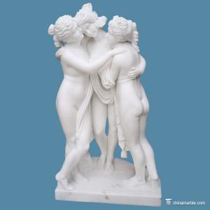 China Contemporary Three Beauties Stone Carving Sculpture White Marble Stone Statue on sale
