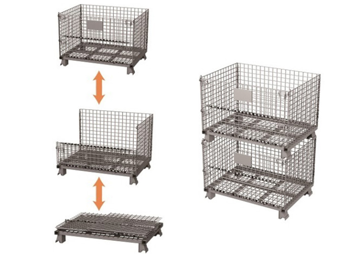 Q235 Steel Mesh Collapsible Pallet Cage Containers For Warehouse