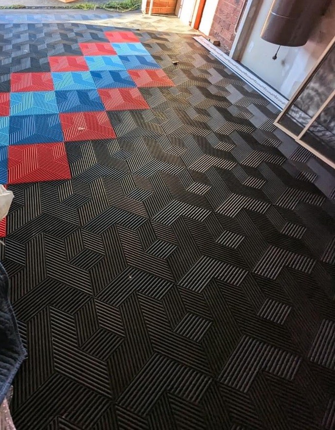 3D Carbon Fiber Garage Floor Tile Waterproof Interlocking Heavy Duty Floor