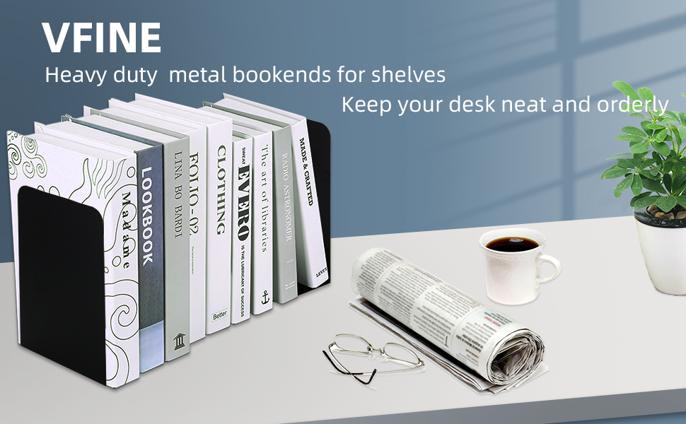 Multi-piece Package Metal Bookends for Shelves Heavy Duty Bookends Stopper for Books