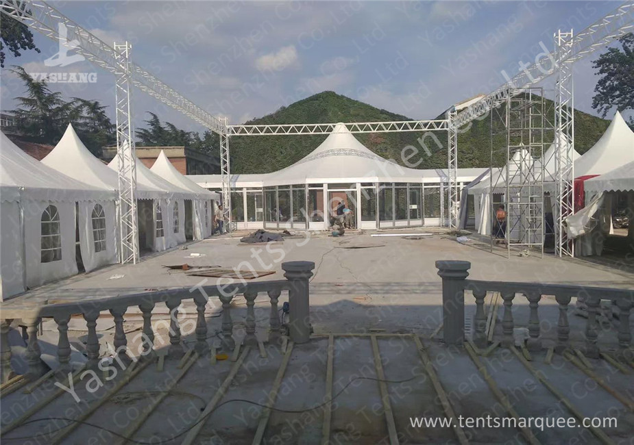 Custom Outdoor Tents For Events , Event Canopy Tent A Frame Combined With High Peak Shape