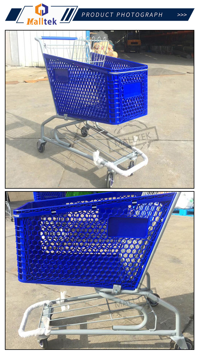 200L Grocery Plastic Supermarket Trolley Colourful ODM OEM