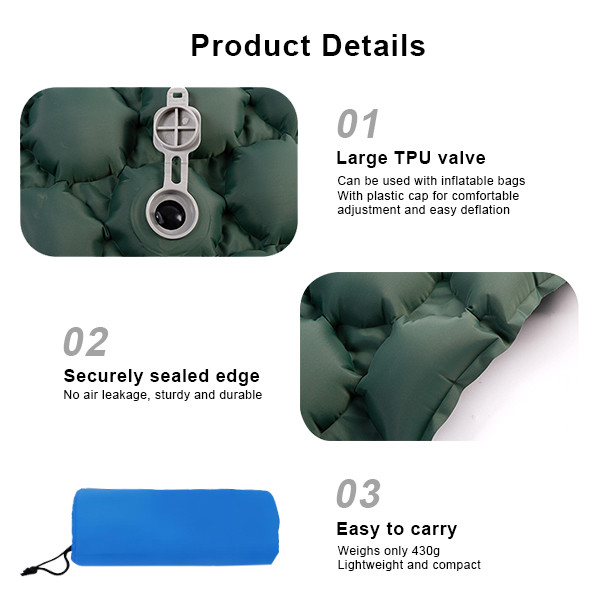430g Portable Sleeping Pad Inflatable Sleeping Bag For Outdoor Backpacking