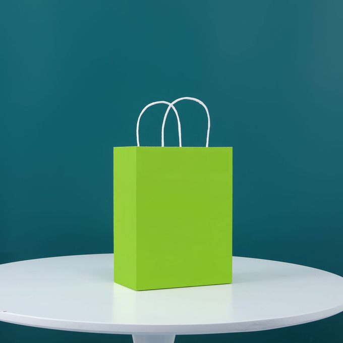 Vertical 130gsm Custom Kraft Paper Bags With Twisted Handles