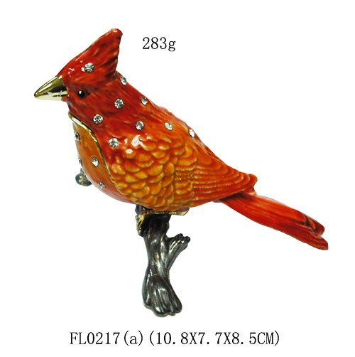 Fashion metal bird jewelry gift box rhinestone bird enamel trinket boxes